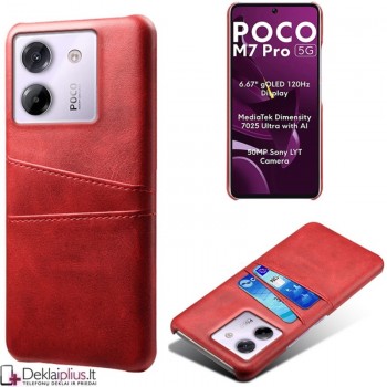 Dirbtinės odos nugarėlė - dėklas su skyreliais - raudonas (Xiaomi Poco M7 Pro 5G) Dirbtinės odos nugarėlė - dėklas su skyreliais - raudonas (Xiaomi Poco M7 Pro 5G)